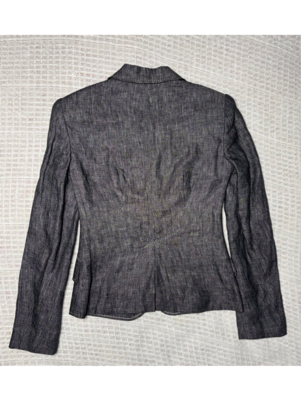 Y2K Era Max Studio 100% Linen Tailored Textured Charcoal Gray Jacket SZ 4 NWT - Picture 2 of 8